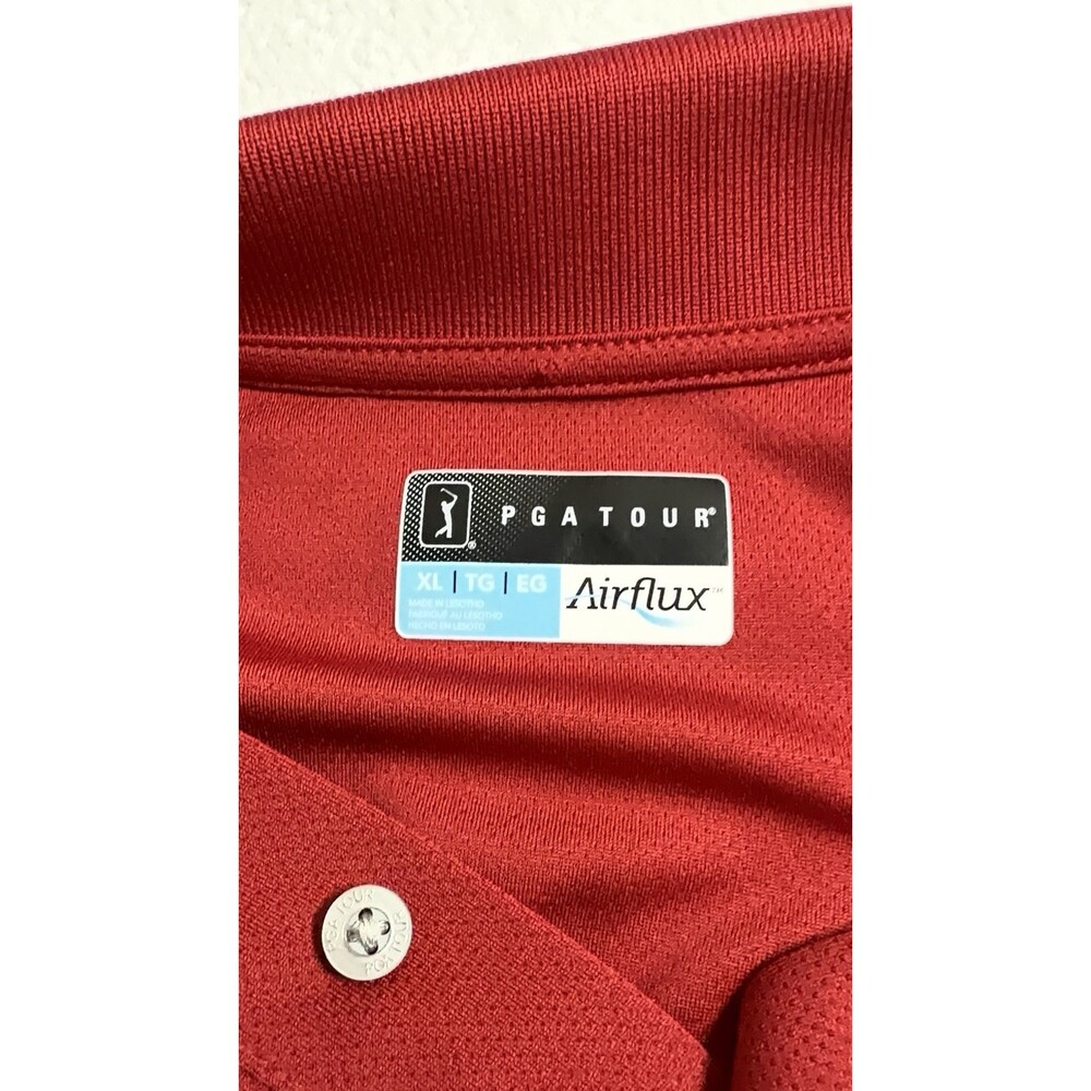 PGA Tour Official Licensed Airflux Polo Golf Shirt Men Sz XL Red Short Sleeve - Picture 4 of 5